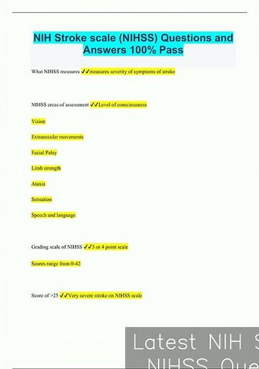 Latest NIH Stroke scale NIHSS Questions and Answers 100 Pass764 video