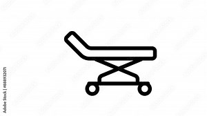 Animated hospital bed line icon on transparent background, medical animation, 4k video motion graphic with alpha channel, use for web design, mobile apps, ui design