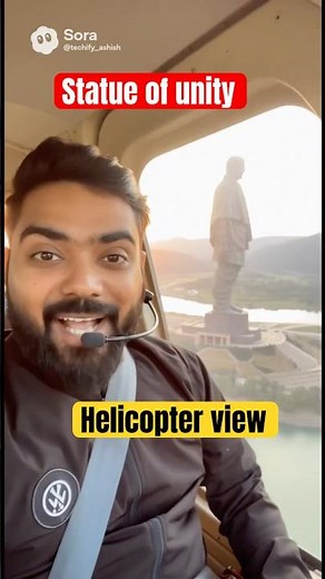 Statue of unity helicopter view by sora ai video generator sora 2 tutorial