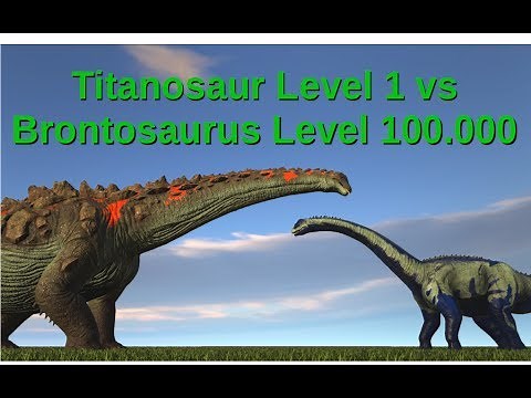 Titanosaur (lvl 1) vs Brontosaurus (lvl 100.000) || ARK: Survival Evolved || Cantex