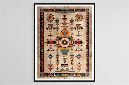 Navajo Sand Painting Art Print, Native American Wall Art - Etsy