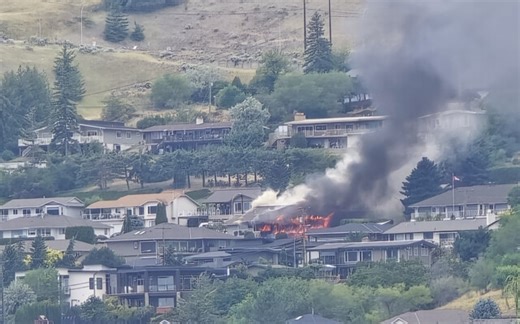 Coldstream house fire knocked down, crews remains on scene