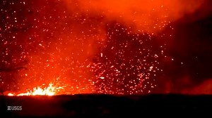 Whirlwind of lava rises above fissure in Hawaii