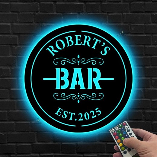 Personalized LED Bar Sign, Custom Name Neon Style Wall Light, Man Cave & Home Bar Decor - Etsy