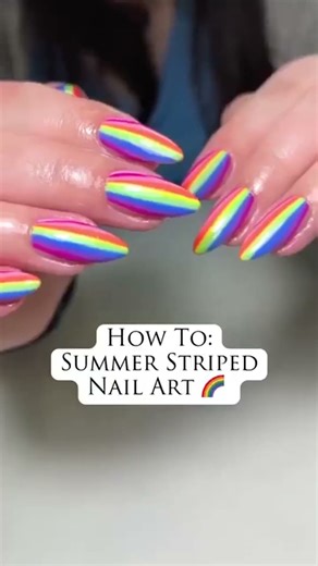 🌈💅 How To: Rainbow Striped Nail Art! Watch Brand Ambassador Natalie Essery create this vibrant