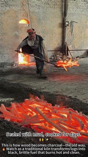Making Charcoal – Traditional Kiln 🔥