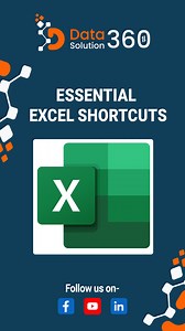 Some essential Excel shortcuts that can help improve your productivity #datasolution360 #ExcelShortcuts #ProductivityHacks #DataManipulation #FilterMagic #CopyPasteTricks #SelectRowsColumns #ExcelEfficiency | Data Solution-360