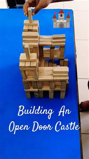 Open Door Castle Build 🏰 Satisfying Jenga Creation 🏰 #shorts #jenga #castle