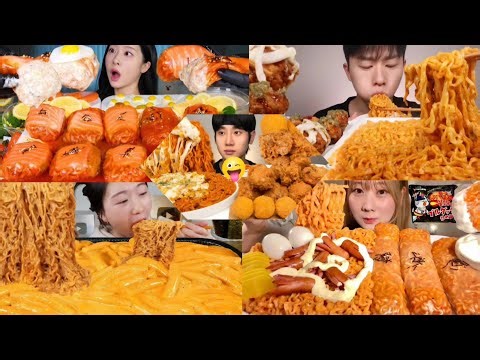 BEST OF NOODLES WRAPPED MUKBANG COMPILATION CHEESE NOODLES KOREAN BIG BITES