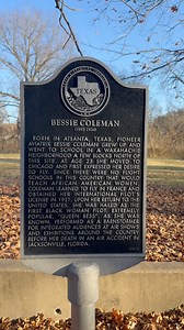 Waxahachie in Ellis County, Texas — The American South (West South Central) Bessie Coleman (1892-1926) Inscription. Click to hear the inscription. Born in Atlanta, Texas, pioneer aviatrix Bessie Coleman grew up and went to school in a Waxahachie neighborhood a few blocks north of this site. At age 23 she moved to Chicago and first expressed her desire to fly. Since there were no flight schools in this country that would teach African American women, Coleman learned to fly in France and obtained 