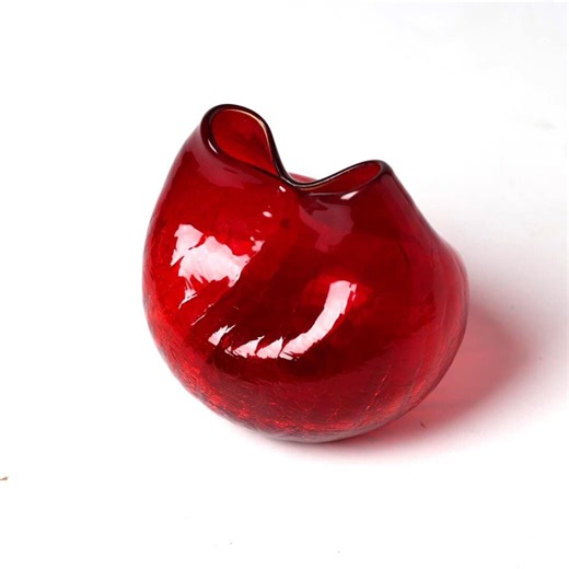 Vintage Ruby Red Murano Glass Vase | Hand Blown Crackle Art, MCM - Etsy