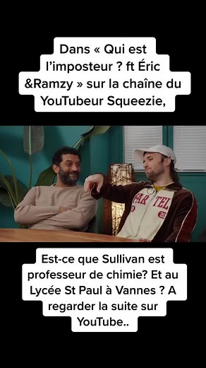Dans « Qui est l’imposteur ? » diffusé ce dimanche sur la chaîne du YouTubeur Squeezie , Est- ce que Sullivan est professeur de chimie? Et au Lycée St Paul à Vannes ? A regarder la suite sur YouTube..@Squeezie #vannes #lycée #morbihan #squeezie #morbihan #lyceens #chimie #youtube #breton #bretonne #bzh #ericetramzy