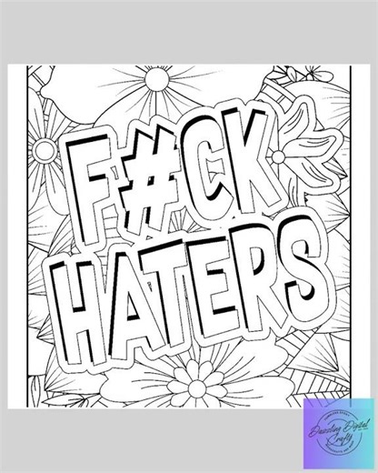 Cuss Word Coloring Book Fun Adult Coloring Pages & PNG Files Digital Download for Stress Relief ...