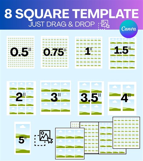 Square Template Bundle for Canva | Editable Square Label and Sticker Templates | SVG PNG DXF | Printable Magnet Design Pack - Etsy