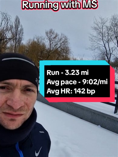 Running with multiple sclerosis Run - 3.23 mi Avg pace - 9:02/mi Avg HR: 142 bpm #multiplesclerosis #runwithms #running #motivation #mswar