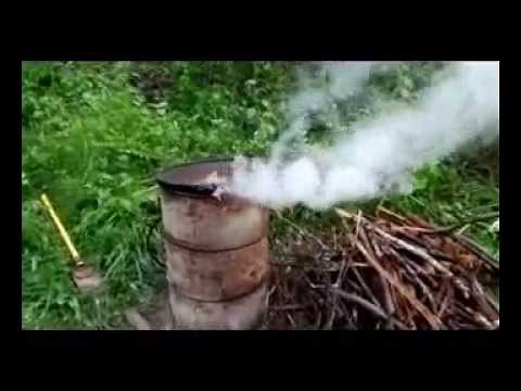 making charcoal the simple way in a steel drum