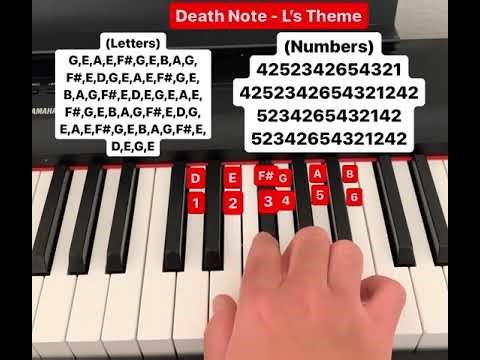 Death Note - L’s Theme piano tutorial (letters and numbers)