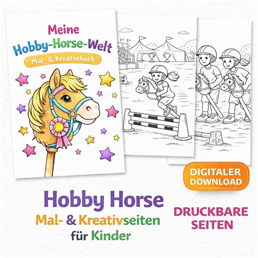 My Hobby Horse World – Coloring & Activity Book (30 Pages) | Hobby Horse Coloring Book for Kids | PDF Download | DIN A4 - Etsy