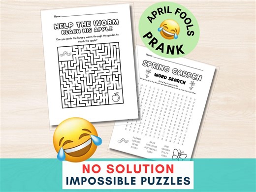 April Fool's Prank Impossible Puzzles - Printable - Maze, Word Search, Prank Kids, Teacher Prank, April Fool's Day Joke, Preschool Prank - Etsy