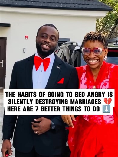 The habit of going to bed angry is silently destroying marriages 😟💔 Here are 7 better things to do instead ⬇️ 1. Pause Before the Damage Deepens You don’t have to settle the entire argument tonight, but you must stop the emotional bleeding. Take a breath, sit together, and acknowledge the tension. Silence doesn’t heal,connection does. 2. Replace Distance With a Short, Honest Check-In Say something simple like, “I’m still upset, but I’m not against you.” This one sentence melts 70% of the night