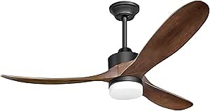 60" Ceiling Fan with Lights Remote Control Dimmable 6 Speed 9 Timing Modern Ceiling Fans Mute Reversible DC Motor 3 Balsa Solid Walnut Blades