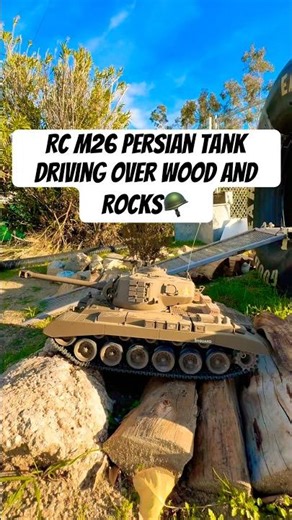 Rc m26 Persian tank driving over wood and rocks # ￼Kai builds