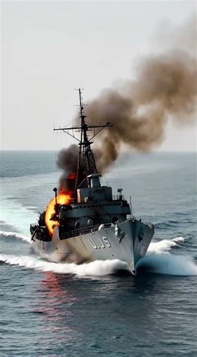 মার্কিন যুদ্ধজাহাজ ইরানের মিসাইল হামলায় জ্বলছে #shorts #foryouシ #war