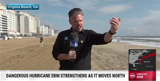 93K views · 964 reactions | Virginia Beach is under a tropical storm warning as Hurricane Erin churns northwest in the Atlantic. Senior national correspondent Justin Michaels reports from there as conditions are expected to deteriorate later Wednesday night: | The Weather Channel | Facebook