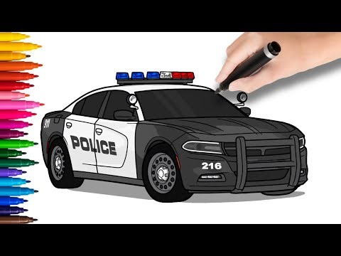 How to draw and color DODGE CHARGER POLICE INTERCEPTOR | Step by Step Drawing Tutorial