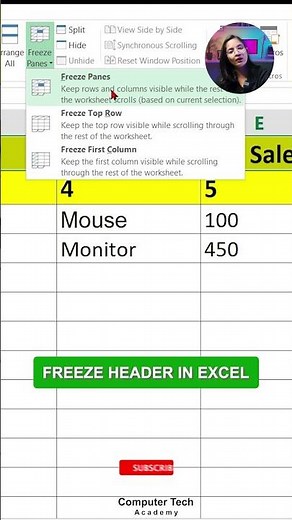 Freeze Header in MS Excel | Computer Tech Academy