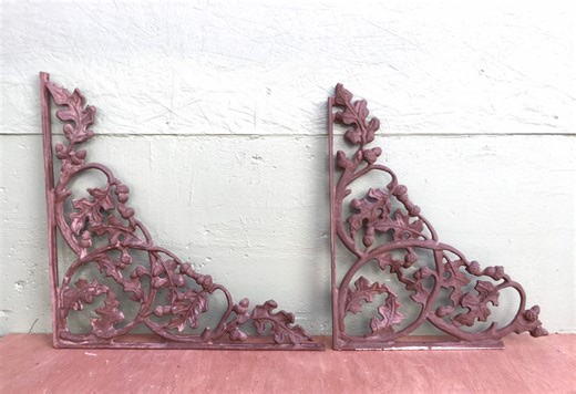 Antique Wrought Iron Corbels Oak Leaf & Acorn Victorian Restoration Hardware - Etsy