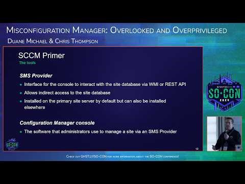 Misconfiguration Manager: Overlooked and Overprivileged- Duane Michael & Chris Thompson[SO-CON 2024]