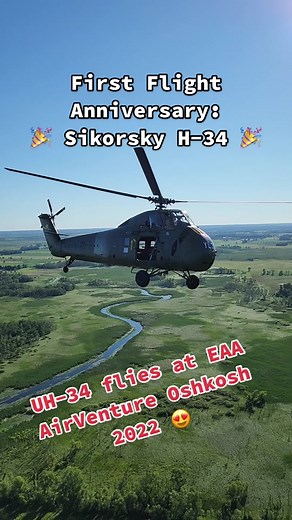 Happy First Flight Anniversary to the Sikorsky H-34, a piston-powered military helicopter, which first flew on March 8, 1954! This #A2A of a UH-34 Seahorse was taken by Connor Madison at #AirVenture #Oshkosh 2022. Who got a chance to see this one there? #aviation #aircraft #helicopter #Sikorsky #flying #avgeek