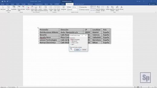 Word - Convertir texto en tabla y viceversa | Saber Programas