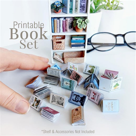 Miniature Books for Dollhouse Library: 18 Classics Set With Real Pages (digital Download) - Etsy