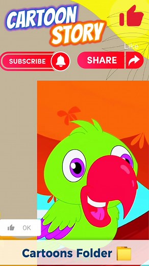 Parrot 🐦🦜 Sing a Poem | Cartoons for kids| Kids Poem #parrot #poem #kids #child #children #foryou #fyp @Cartoons Folder