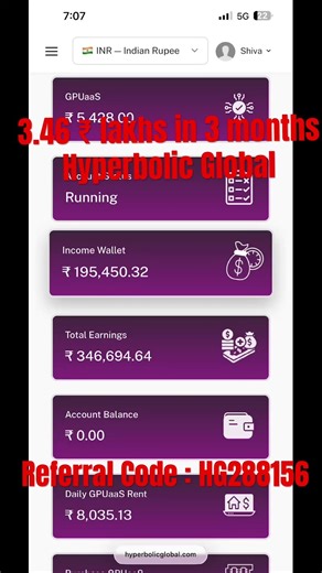 Hyperbolic Global total earning in 3 months #hyperbolic #gpurental