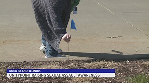 Flags outside UnityPoint Health — Trinity represent each sexual assault victim treated in 2022