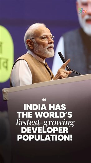 4.2K views · 270 reactions | India’s Developers Driving Global Innovation! While addressing the Indian Mobile Congress, PM Narendra Modi shared that India has the world’s fastest-growing developer population. With affordable data, strong digital infrastructure, and a startup-driven mindset India is powering innovation for the world. #IMC #NewIndia #IndiaMobileCongress | MyGovIndia | Facebook