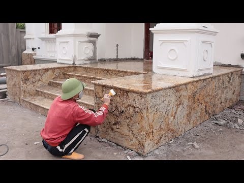 Construction Porch Step With Quartz Stone - Techniques Install Stone Granite Right Way
