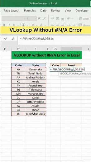 VLookup Without #N/A Error in Excel | Advanced Excel Formula #excel #exceltutorial #exceltips