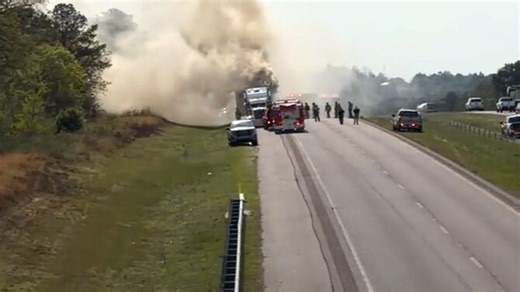 Big-rig catches fire, snarling I-20 traffic in Aiken County