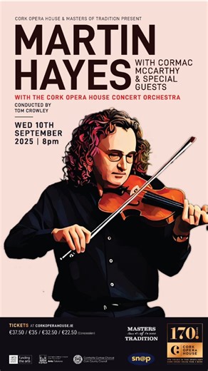 We caught up with world-renowned fiddle player Martin Hayes in rehearsals for his sell-out performance at Cork Opera House tonight. 🎶 We are delighted to have him play alongside our Cork Opera House Concert Orchestra tonight in celebration of our 170th anniversary. 🎉 | Cork Opera House