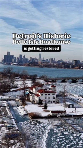 Detroit’s historic Belle Isle Boathouse is getting restored. Built in 1902 as a private rowing club, it has sat vacant and deteriorating since 2022. After nearly being demolished, public pushback saved it. Roof work begins in early 2026. The $30M project will open the boathouse to the public for the first time, adding a marina, water taxis, restaurants, event space, and expanded nonprofit rowing programs. Follow @rawdetroit for more Detroit updates and stories. | RAW Detroit