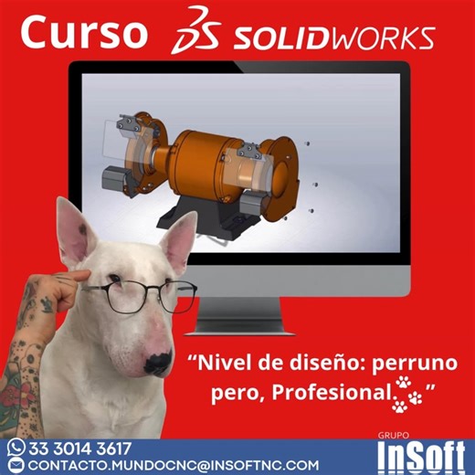 “¿Diseñador? ¿Ingeniero? ¿O simplemente dogtor en CAD?” 🐾 Conviértete en PRO del diseño 3D con nuestro curso de SOLIDWORKS. ✅20 hrs de capacitacion ✅Manual practico ✅Diploma con Valor Curricular ✅Instructores expertos de la industria. ☑️Modulo Basico ☑️Modulo Intermedio ☑️Modulo Avanzado 📱Para mas información, mándanos WhatsApp: https://bit.ly/mundo_solidworks_cnc | Cursos Cad/Cam Mexico