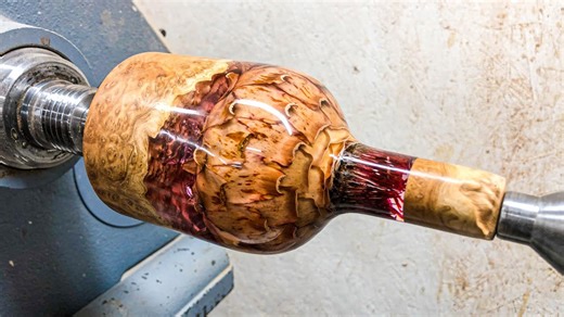 Creating a beautiful artichoke burl bottle on the lathe