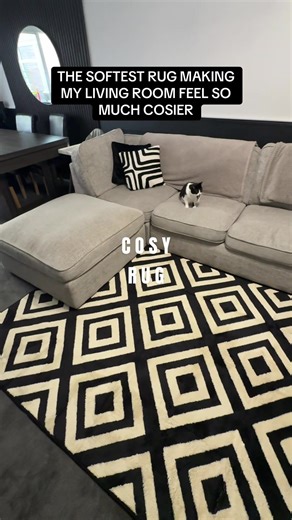 This rug has made such a different to my living room space ✨ so much cosier 🖤🤍 linked above #tiktokmademebuyit #valentinesdaysales #dealdrops #rug #homedecor