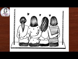 How to Draw Four Best Friends | BFF Drawing Pencil Sketch | Friendship Drawing Easy Step by Step