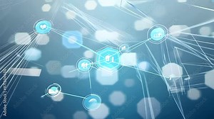A sophisticated digital background featuring interconnected network nodes and lines, symbolizing modern technology and business concepts