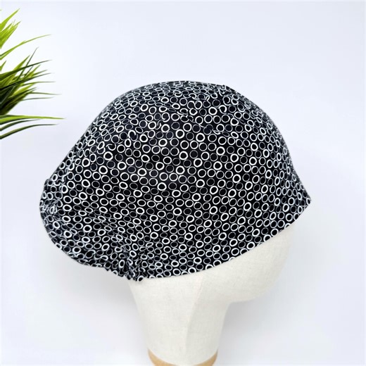 Euro Scrub Cap for Women. Black Circle European Satin Lined Option Surgical Hat by Paradise Caps. - Etsy